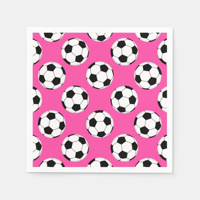 Soccer Ball Pattern Pink Napkin (Front)
