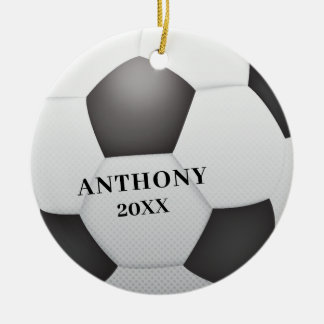 Soccer Ball Personalised Christmas Ceramic Tree Decoration