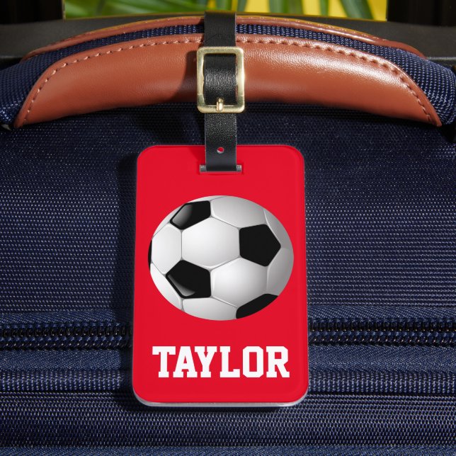 Soccer Ball Personalised Luggage Tag (Front Insitu 2)