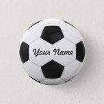 Soccer Ball Personalised Name 3 Cm Round Badge<br><div class="desc">Enter a name. A gift your friends.  Digital art with the theme soccer. Black and white. Art by José Ricardo</div>