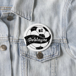 Soccer Ball Personalised Name and Number 7.5 Cm Round Badge