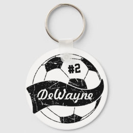 Soccer Ball Personalised Name and Number Key Ring