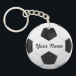 Soccer Ball Personalised Name Sport Key Ring<br><div class="desc">Enter a name. A gift your friends.  Digital art with the theme soccer. Black and white. Art by José Ricardo</div>
