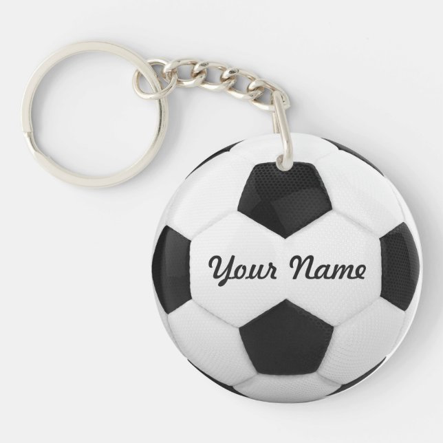 Soccer Ball Personalised Name Sport Key Ring (Front)