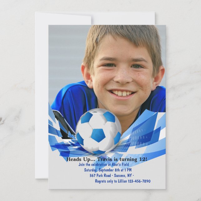 Soccer Ball Photo Invitation (Front)