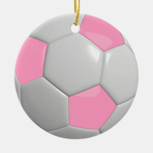 Soccer Ball   Pink Ceramic Tree Decoration