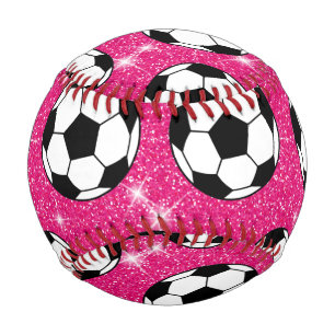 Soccer Ball Pink Frost Glitters Sport Player White