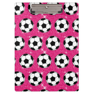 Soccer Ball Pink Frost Glitters Sport Player White Clipboard