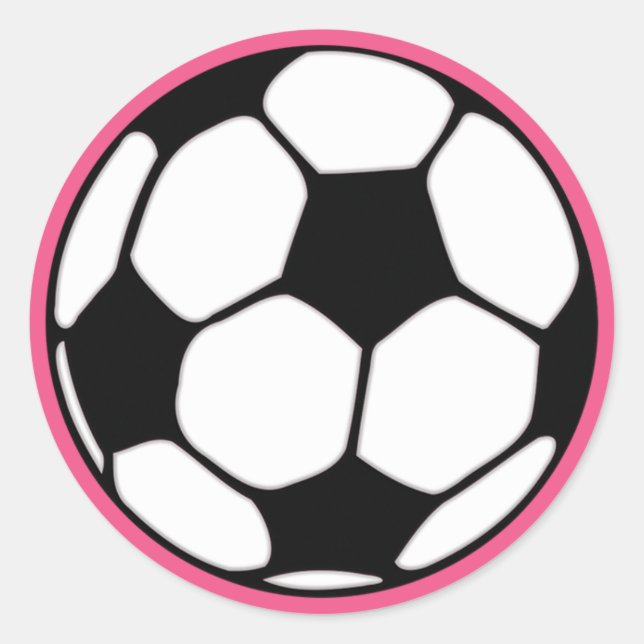 Soccer Ball Pink Girl's Birthday Party Classic Round Sticker (Front)