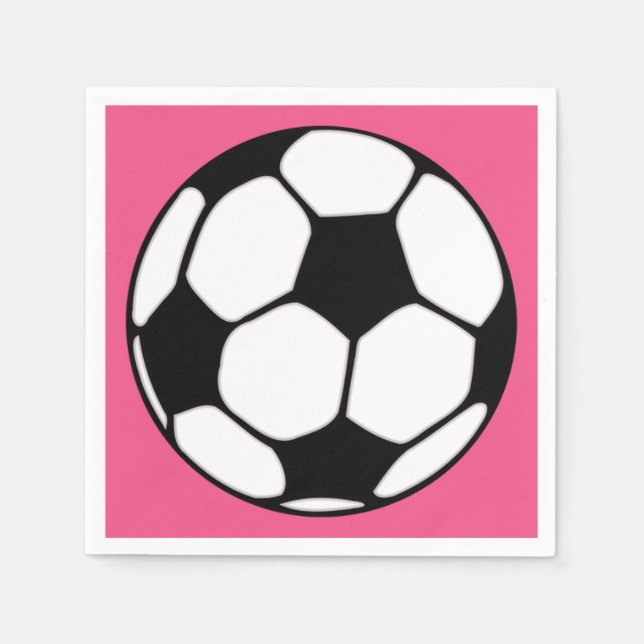 Soccer Ball Pink Girl's Birthday Party Napkin (Front)