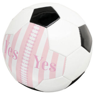 Soccer Ball Pink & White Stripe She said Yes
