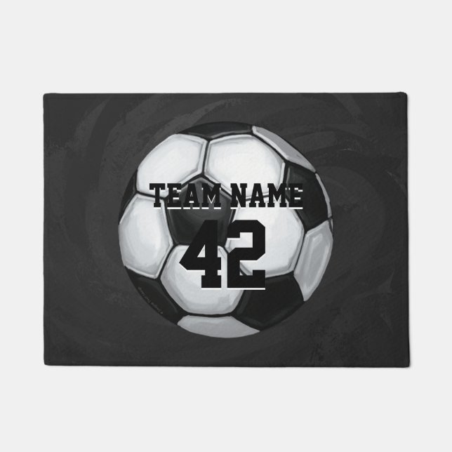Soccer Ball Player name and Number Doormat (Front)