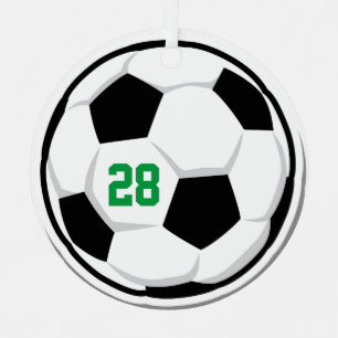 Soccer Ball Player NAME Team NUMBER Award Metal Tree Decoration