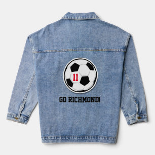 Soccer Ball Player Number Team Name Sports Fan Denim Jacket