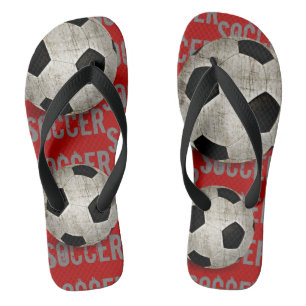 Soccer Ball Red And Black Fun Jandals