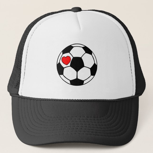 Soccer Ball (Red Heart) Trucker Hat (Front)