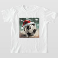 Soccer Ball Red Santa Hat Snowflake Christmas