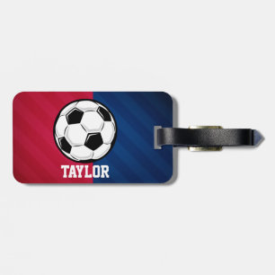 Soccer Ball; Red, White, and Blue Luggage Tag