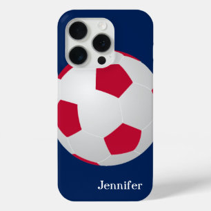 Soccer Ball, Red, White, and Blue, Name iPhone 15 Pro Case