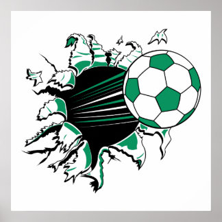 soccer ball ripping thru poster