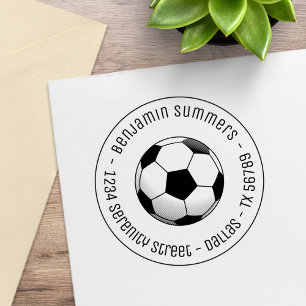 Soccer Ball Round Address Rubber Stamp