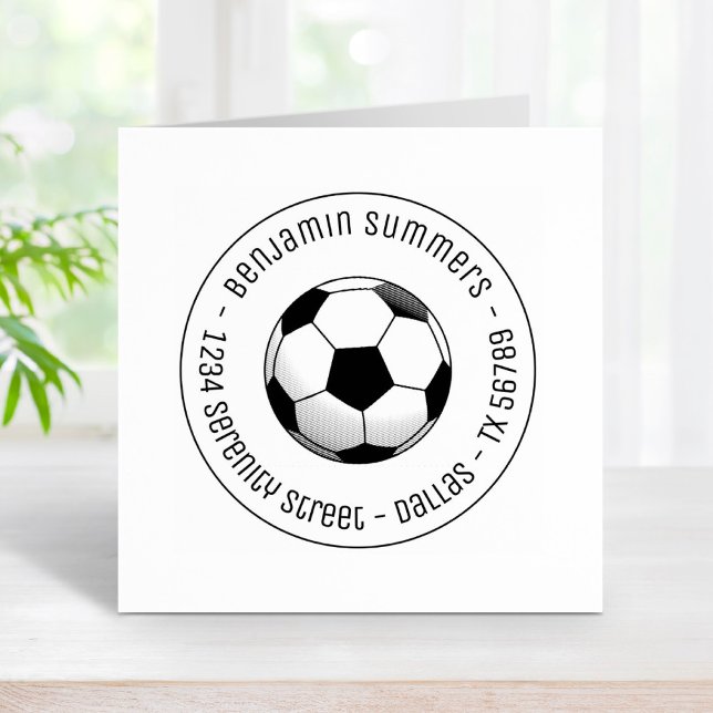Soccer Ball Round Address Rubber Stamp (Creator Uploaded)