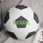 Soccer Ball Round Cushion<br><div class="desc">Fun personalised sports-themed design is the perfect addition to any baby nursery,  children's bedroom,  teen's room,  dorm room,  etc.</div>