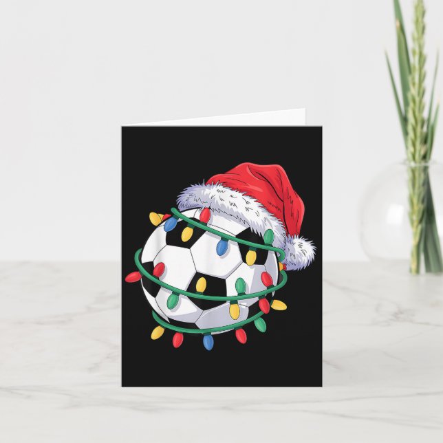 Soccer Ball Santa Hat Men Women Christmas Soccer X Card (Front)