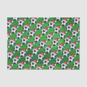 Soccer Ball Santa Hat Pattern on Green Tissue Paper