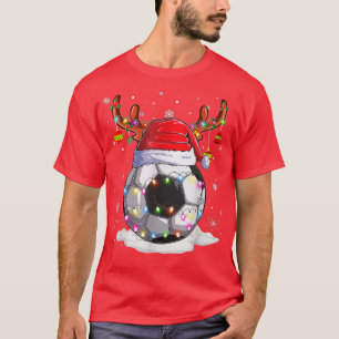 Soccer Ball Santa Hat Reindeer Christmas Lights  T-Shirt