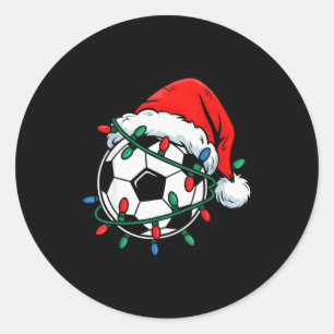 Soccer Ball Santa Hat Xmas Funny Christmas Soccer Classic Round Sticker