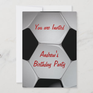 Soccer Ball Silver Birthday party invitations
