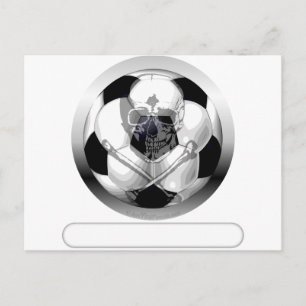 Soccer Ball Skull and Crossbones Postcard
