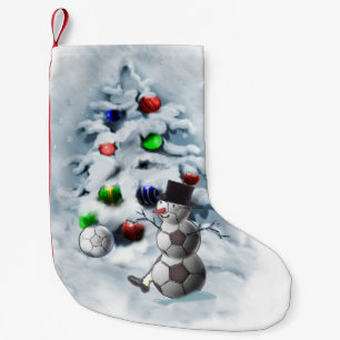 Soccer Ball Snowman Christmas Small Christmas Stocking