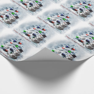 Soccer Ball Snowman Christmas Wrapping Paper