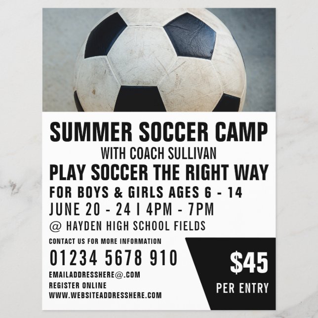 Soccer Ball, Soccer Camp Advertising Flyer (Front)