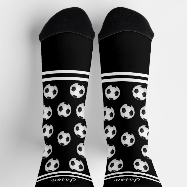 soccer ball sports  add your name or text black  socks (Top)