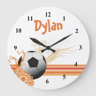 Soccer Ball Sports Game Personalised Name Large Clock