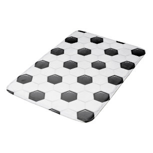 Soccer Ball Sports Kids White Black Fun Bath Mat