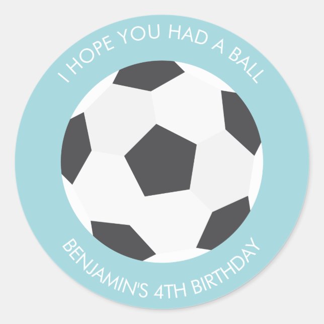 Soccer Ball Sports Themed Birthday Classic Round Sticker (Front)
