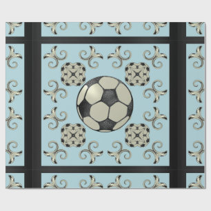 Soccer Ball Sporty Wrapping PaperBaby Blue 2 Paper