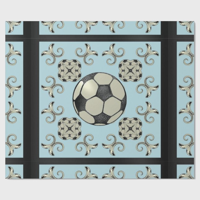 Soccer Ball Sporty Wrapping PaperBaby Blue 2 Wrapping Paper (Flat)