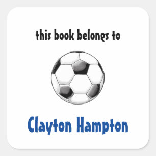 Soccer Ball Square Book Library Sticker