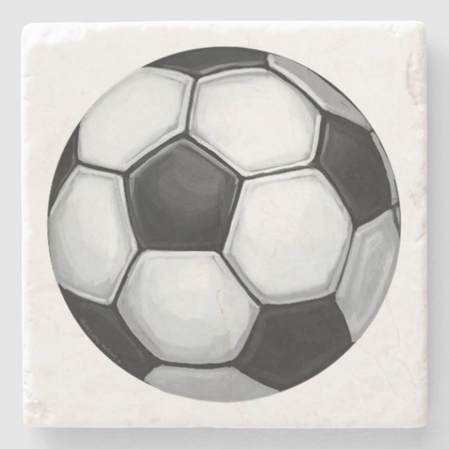 Soccer Ball Stone Coaster (Front)