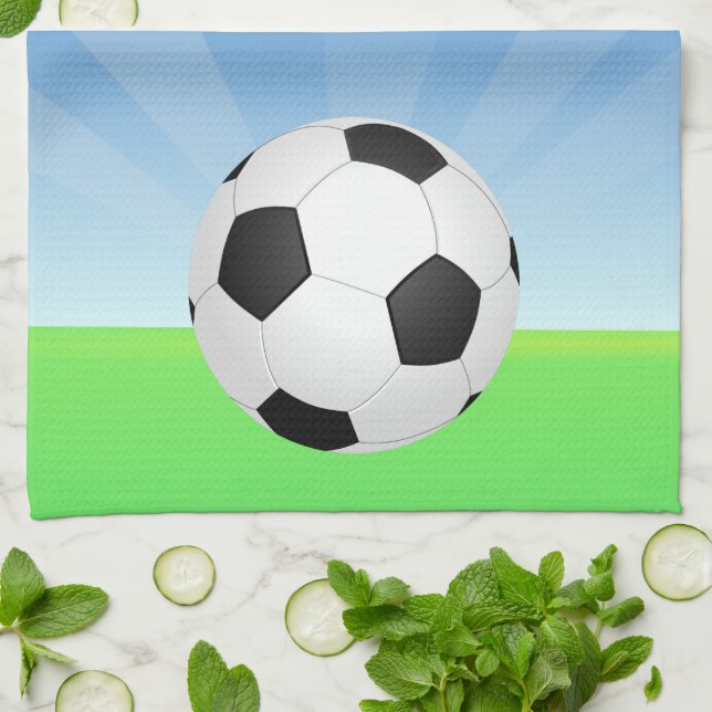 Soccer Ball Sunny Day Tea Towel (Folded)