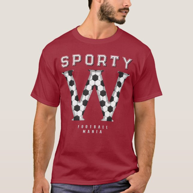 Soccer Ball Texture Initial Sporty Typography  T-Shirt (Front)