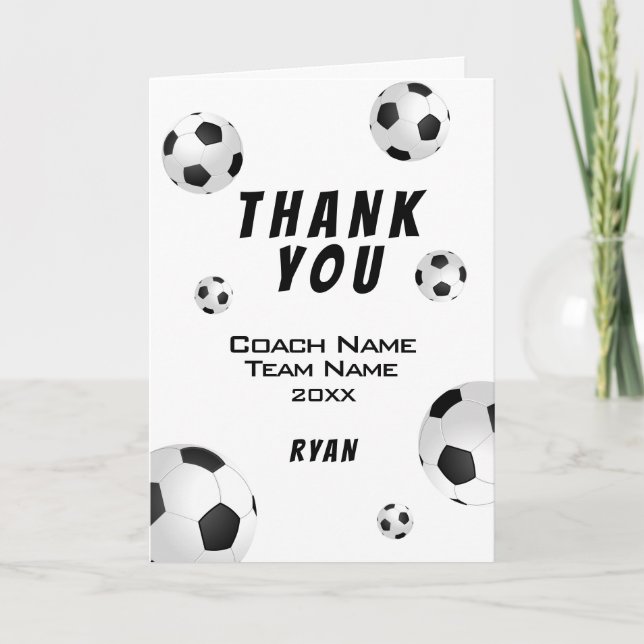 Soccer Ball Thank You Coach Card (Front)