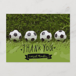 Soccer ball thank you postcard