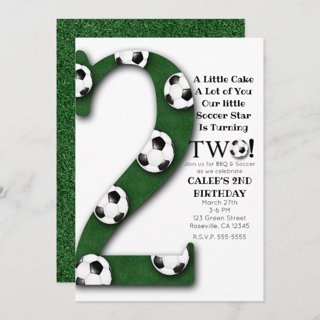 Soccer Ball TWO 2 2nd Birthday Party Invitation (Front/Back)