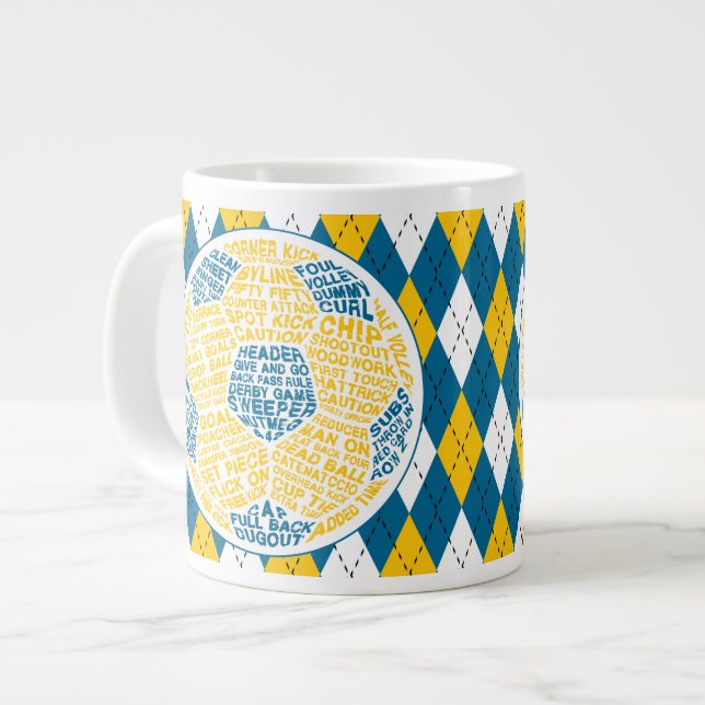 Soccer Ball Typography Large Coffee Mug (Front Left)